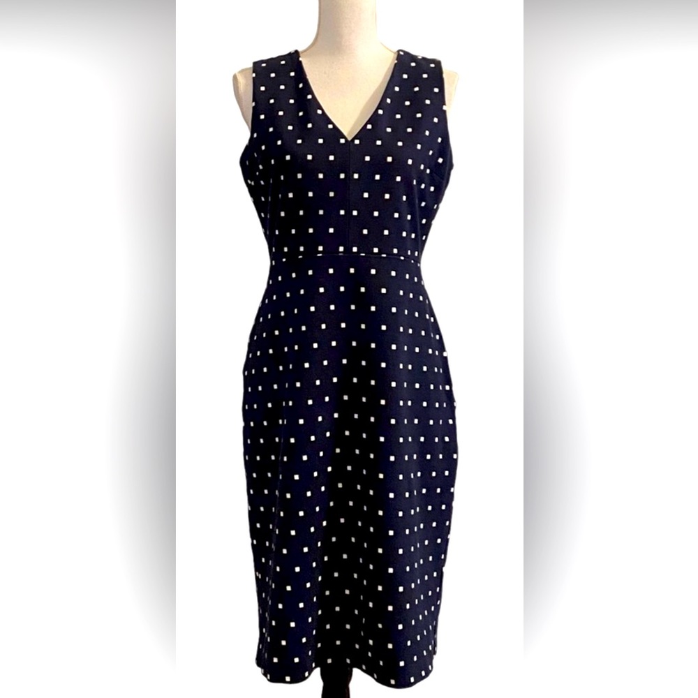 Banana Republic Navy Blue w/ White Squares Sleeveless Bodycon Dress Size 4